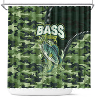 Bass Fishing Camouflage Shower Curtain Zipper Stylized