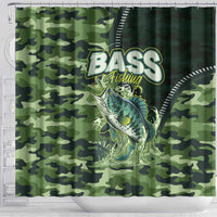 Bass Fishing Camouflage Shower Curtain Zipper Stylized