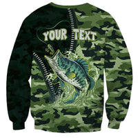 Personalized Bass Fishing Camouflage Sweatshirt Zipper Stylized