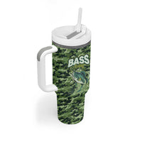 Personalized Bass Fishing Camouflage Tumbler With Handle Zipper Stylized
