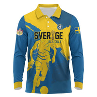 Custom Football 2026 Sweden Long Sleeve Polo Shirt Sverige Blagult Tillsammans