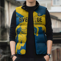 Custom Football 2026 Sweden Sleeveless Puffer Jacket Sverige Blagult Tillsammans