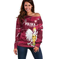 Custom Football 2026 Poland Off Shoulder Sweater Go Polska Eagles