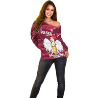 Custom Football 2026 Poland Off Shoulder Sweater Go Polska Eagles