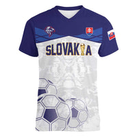 Custom Football 2026 Slovakia Women V-Neck T-Shirt Hrabri Sokoli