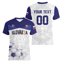 Custom Football 2026 Slovakia Women V-Neck T-Shirt Hrabri Sokoli