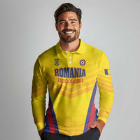 Custom Football Romania Long Sleeve Polo Shirt Hai Tricolorii