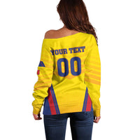 Custom Football Romania Off Shoulder Sweater Hai Tricolorii