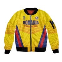 Custom Football Romania Sleeve Zip Bomber Jacket Hai Tricolorii