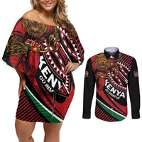 Custom Kenya Rugby Simbas Couples Matching Off Shoulder Short Dress and Long Sleeve Button Shirt Elevate Your Game