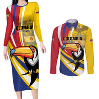Custom Colombia Rugby Couples Matching Long Sleeve Bodycon Dress and Long Sleeve Button Shirt Los Tucanes Go Champions