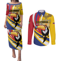 Custom Colombia Rugby Couples Matching Puletasi and Long Sleeve Button Shirt Los Tucanes Go Champions