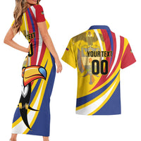 Custom Colombia Rugby Couples Matching Short Sleeve Bodycon Dress and Hawaiian Shirt Los Tucanes Go Champions