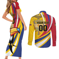 Custom Colombia Rugby Couples Matching Short Sleeve Bodycon Dress and Long Sleeve Button Shirt Los Tucanes Go Champions