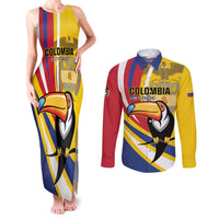 Custom Colombia Rugby Couples Matching Tank Maxi Dress and Long Sleeve Button Shirt Los Tucanes Go Champions
