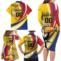 Custom Colombia Rugby Family Matching Long Sleeve Bodycon Dress and Hawaiian Shirt Los Tucanes Go Champions