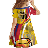 Custom Colombia Rugby Family Matching Off The Shoulder Long Sleeve Dress and Hawaiian Shirt Los Tucanes Go Champions