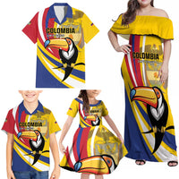 Custom Colombia Rugby Family Matching Off Shoulder Maxi Dress and Hawaiian Shirt Los Tucanes Go Champions