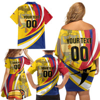 Custom Colombia Rugby Family Matching Off Shoulder Short Dress and Hawaiian Shirt Los Tucanes Go Champions