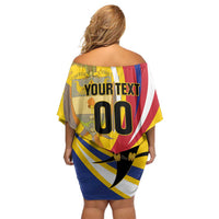 Custom Colombia Rugby Family Matching Off Shoulder Short Dress and Hawaiian Shirt Los Tucanes Go Champions