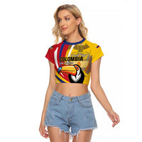 Custom Colombia Rugby Raglan Cropped T Shirt Los Tucanes Go Champions