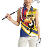 Custom Colombia Rugby Women Sleeveless Polo Shirt Los Tucanes Go Champions