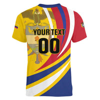 Custom Colombia Rugby Women V-Neck T-Shirt Los Tucanes Go Champions
