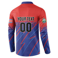 Custom Costa Rica Rugby Button Sweatshirt Ticos Go Champions