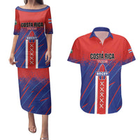 Custom Costa Rica Rugby Couples Matching Puletasi and Hawaiian Shirt Ticos Go Champions