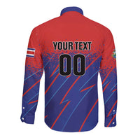 Custom Costa Rica Rugby Long Sleeve Button Shirt Ticos Go Champions