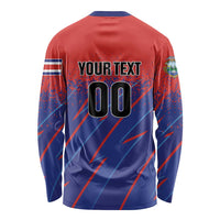 Custom Costa Rica Rugby Long Sleeve Shirt Ticos Go Champions