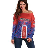 Custom Costa Rica Rugby Off Shoulder Sweater Ticos Go Champions