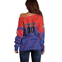 Custom Costa Rica Rugby Off Shoulder Sweater Ticos Go Champions
