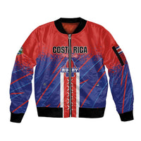 Custom Costa Rica Rugby Sleeve Zip Bomber Jacket Ticos Go Champions