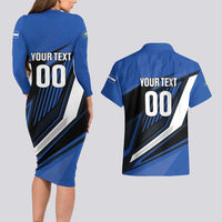 Custom El Salvador Rugby Couples Matching Long Sleeve Bodycon Dress and Hawaiian Shirt Los Torogoces Go Champions