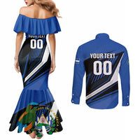 Custom El Salvador Rugby Couples Matching Mermaid Dress and Long Sleeve Button Shirt Los Torogoces Go Champions