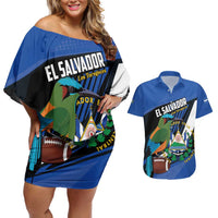Custom El Salvador Rugby Couples Matching Off Shoulder Short Dress and Hawaiian Shirt Los Torogoces Go Champions