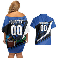 Custom El Salvador Rugby Couples Matching Off Shoulder Short Dress and Hawaiian Shirt Los Torogoces Go Champions