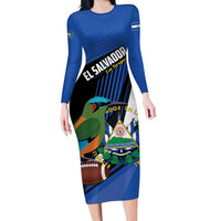 Custom El Salvador Rugby Long Sleeve Bodycon Dress Los Torogoces Go Champions