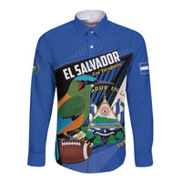 Custom El Salvador Rugby Long Sleeve Button Shirt Los Torogoces Go Champions