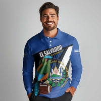Custom El Salvador Rugby Long Sleeve Polo Shirt Los Torogoces Go Champions