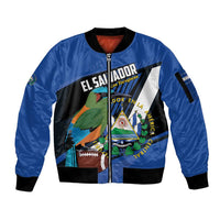 Custom El Salvador Rugby Sleeve Zip Bomber Jacket Los Torogoces Go Champions