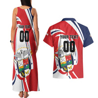 Custom Panama Rugby Couples Matching Tank Maxi Dress and Hawaiian Shirt Diablos Rojos Go Champions