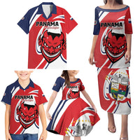 Custom Panama Rugby Family Matching Puletasi and Hawaiian Shirt Diablos Rojos Go Champions