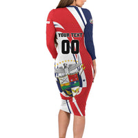 Custom Panama Rugby Long Sleeve Bodycon Dress Diablos Rojos Go Champions