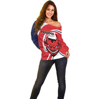 Custom Panama Rugby Off Shoulder Sweater Diablos Rojos Go Champions