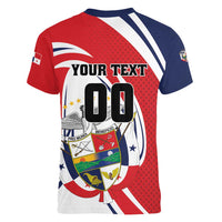 Custom Panama Rugby Women V-Neck T-Shirt Diablos Rojos Go Champions