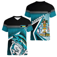 The Bahamas Women V Neck T Shirt Bahamian Blue Marlin Special Version - Wonder Print Shop