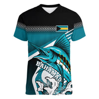 Personalised The Bahamas Women V Neck T Shirt Bahamian Blue Marlin Special Version - Wonder Print Shop