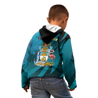 Custom 10 July The Bahamas Independence Day Kid Hoodie Bahamian Blue Marlin With Hibiscus - Wonder Print Shop